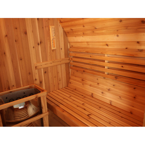 Aurora 2–4 Person Traditional Barrel Sauna, featuring a classic barrel design with premium wood construction, designed for a relaxing and rejuvenating sauna experience-7