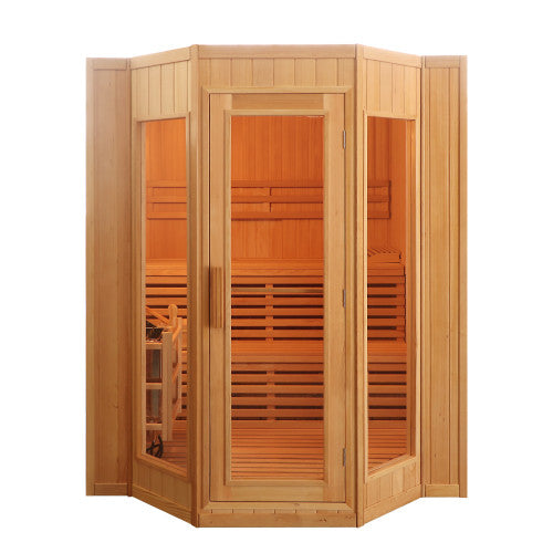 Tiburon 4-Person Indoor Traditional Sauna with Double Bench Seating