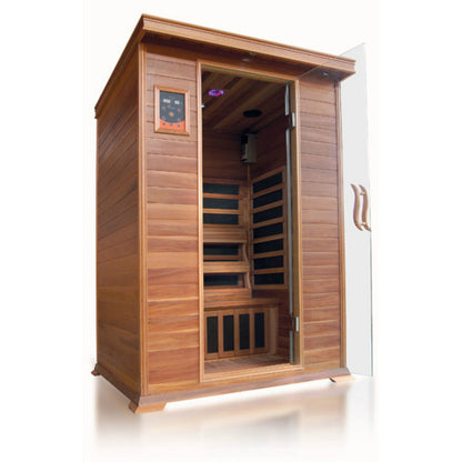 2-Person Infrared Cedar Sauna, featuring premium cedar wood and advanced infrared heating, designed for a cozy and rejuvenating personal wellness experience-1