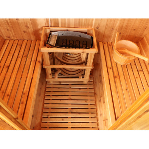 Aurora 2–4 Person Traditional Barrel Sauna, featuring a classic barrel design with premium wood construction, designed for a relaxing and rejuvenating sauna experience-3