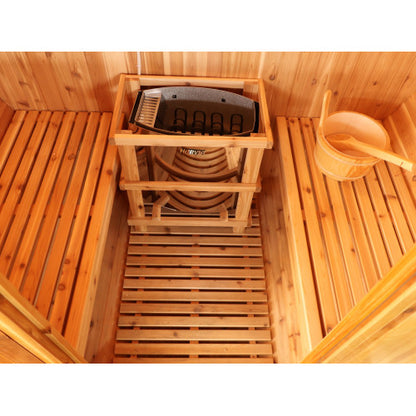 Aurora 2–4 Person Traditional Barrel Sauna, featuring a classic barrel design with premium wood construction, designed for a relaxing and rejuvenating sauna experience-3