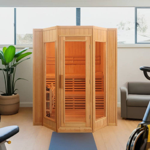 Tiburon 4-Person Indoor Traditional Sauna with Double Bench Seating